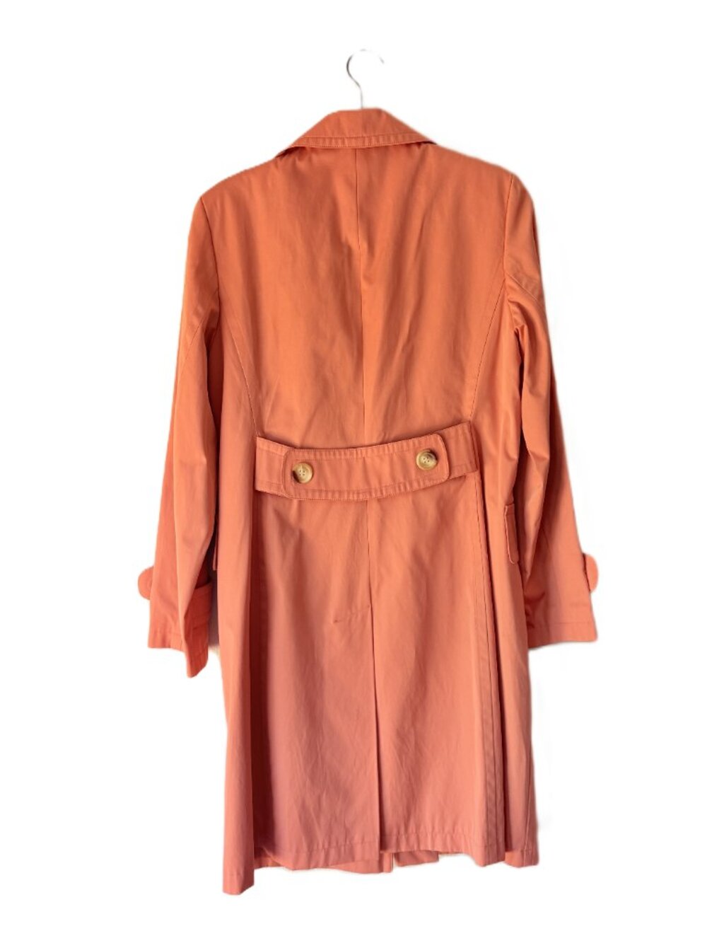 Gallery Coral Car Coat Duster Jacket Medium Cotton Blend Spring Trench - Picture 3 of 10